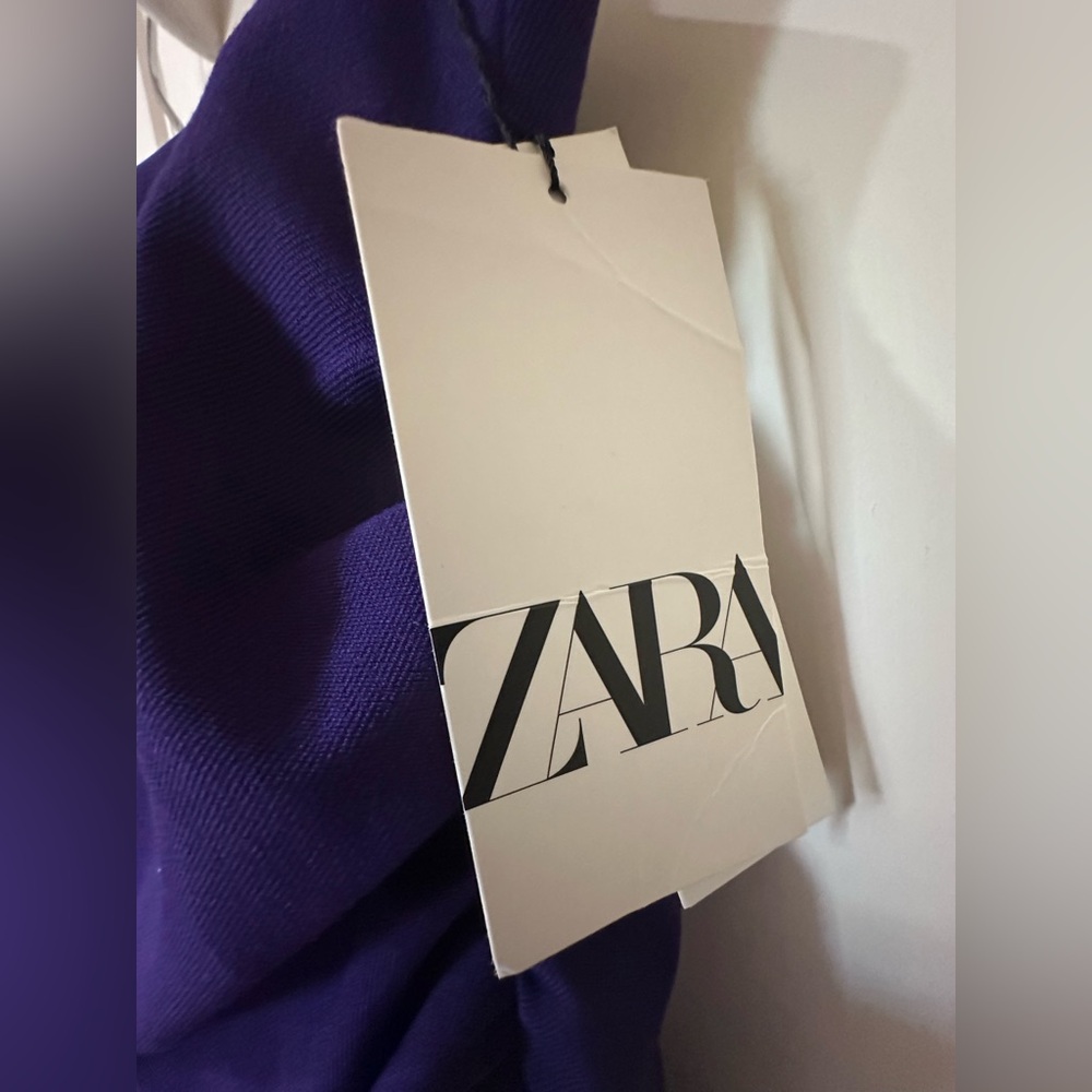 Zara Bold Purple Strapless Draped Top - Picture 8 of 16